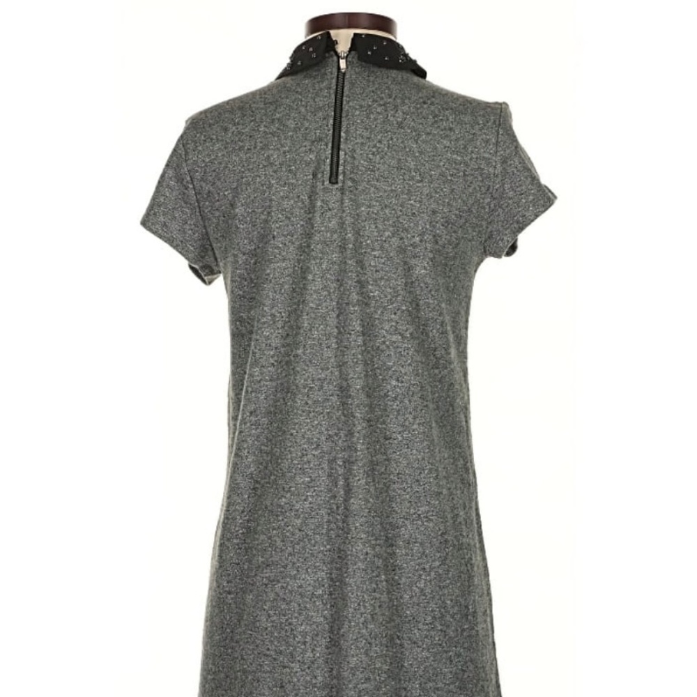 NWT LOFT Embellished Black Peter Pan Collared Knit Shift Dress in Gray Size L - Picture 12 of 13